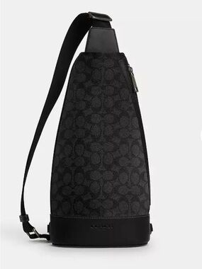 Coach Men's Black Signature Crossbody Sling Bag